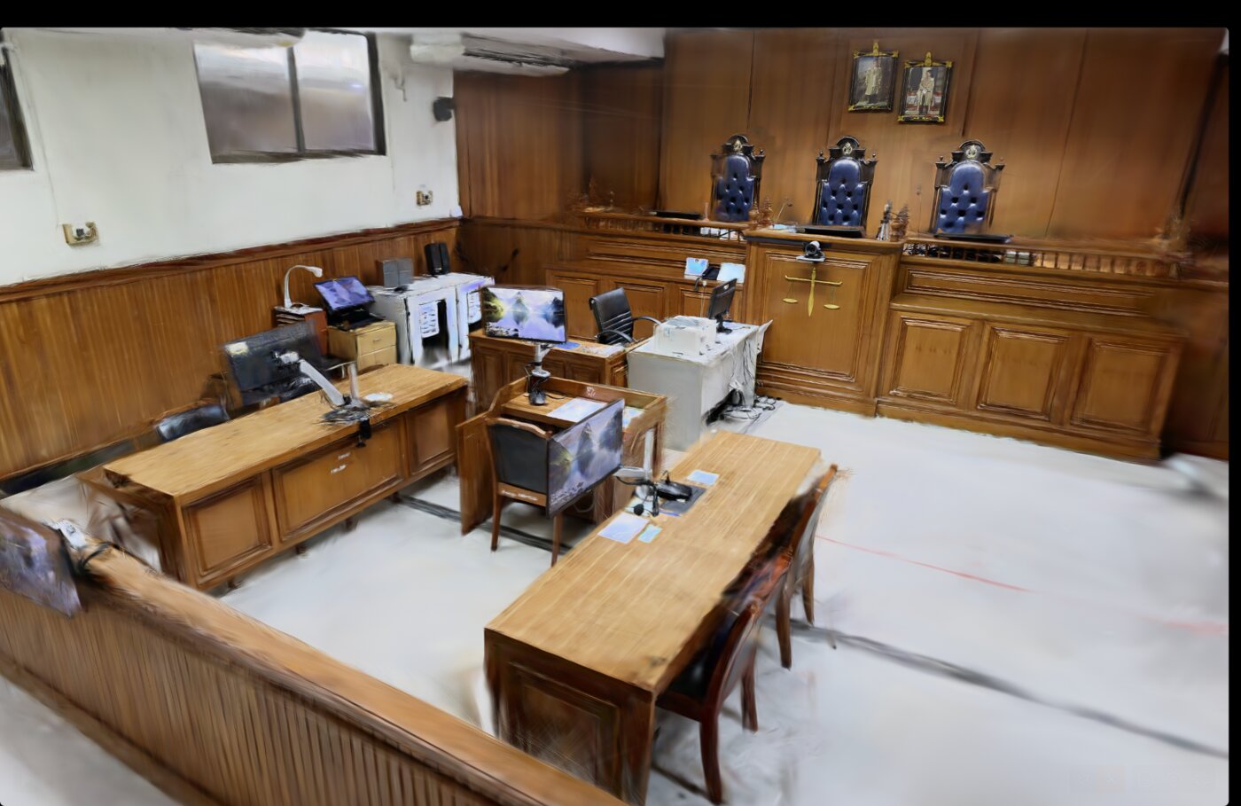 Another view of the reconstructed courtroom