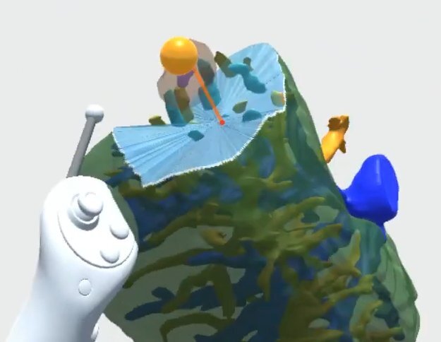 The Probe tool: a control point on the liver surface with the outline of the planned entry